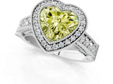Platinum Fancy Yellow Heart Cut Halo Diamond Split Shank Pave Ring_37