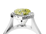 Platinum Fancy Yellow Heart  Cut Halo Solitaire Engagement Ring with Square Band and Four-Prong Setting_16