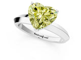 Platinum Fancy Yellow Heart  Cut Solitaire Engagement Ring with Flat Band and Four-Prong Setting 2