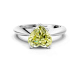 Platinum Fancy Yellow Heart  Cut Solitaire Engagement Ring with Tapered Band and Four-Prong Setting 1