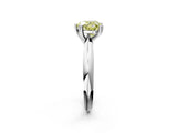 Platinum Fancy Yellow Heart  Cut Solitaire Engagement Ring with Tapered Band and Four-Prong Setting 3