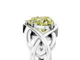 Platinum Fancy Yellow Heart Cut Solitaire Intertwined Band Prong Setting Ring_11