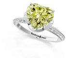 Platinum Fancy Yellow Heart Cut Solitaire Split Shank Pave Diamond Engagement Ring with Four-Prong Setting_7