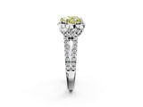 Platinum Fancy Yellow Heart  Halo Diamond Floral Split Shank Engagement Ring 2