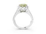 Platinum Fancy Yellow Heart  Halo Diamond Floral Split Shank Engagement Ring 3