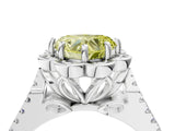 Platinum Fancy Yellow Heart  Halo Diamond Floral Split Shank Engagement Ring 4