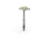 Platinum Fancy Yellow Heart  Halo Milgrain Pave Diamond Ring with Four-Prong Setting 3