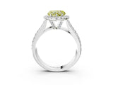 Platinum Fancy Yellow Heart  Halo Round Diamond Pave Band with Prong Setting 4