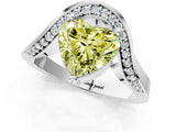 Platinum Fancy Yellow Heart  Solitaire Diamond Engagement Ring with Pave Band and Four-Prong Setting 2