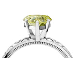Platinum Fancy Yellow Heart  Solitaire Diamond Engagement Ring with XO Engraved Band and Four-Prong Setting 4
