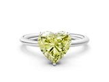 Platinum Fancy Yellow Heart  Solitaire Diamond Ring with a Classic Band and Four-Prong Setting 1