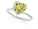 Platinum Fancy Yellow Heart  Solitaire Diamond Ring with a Classic Band and Four-Prong Setting 2