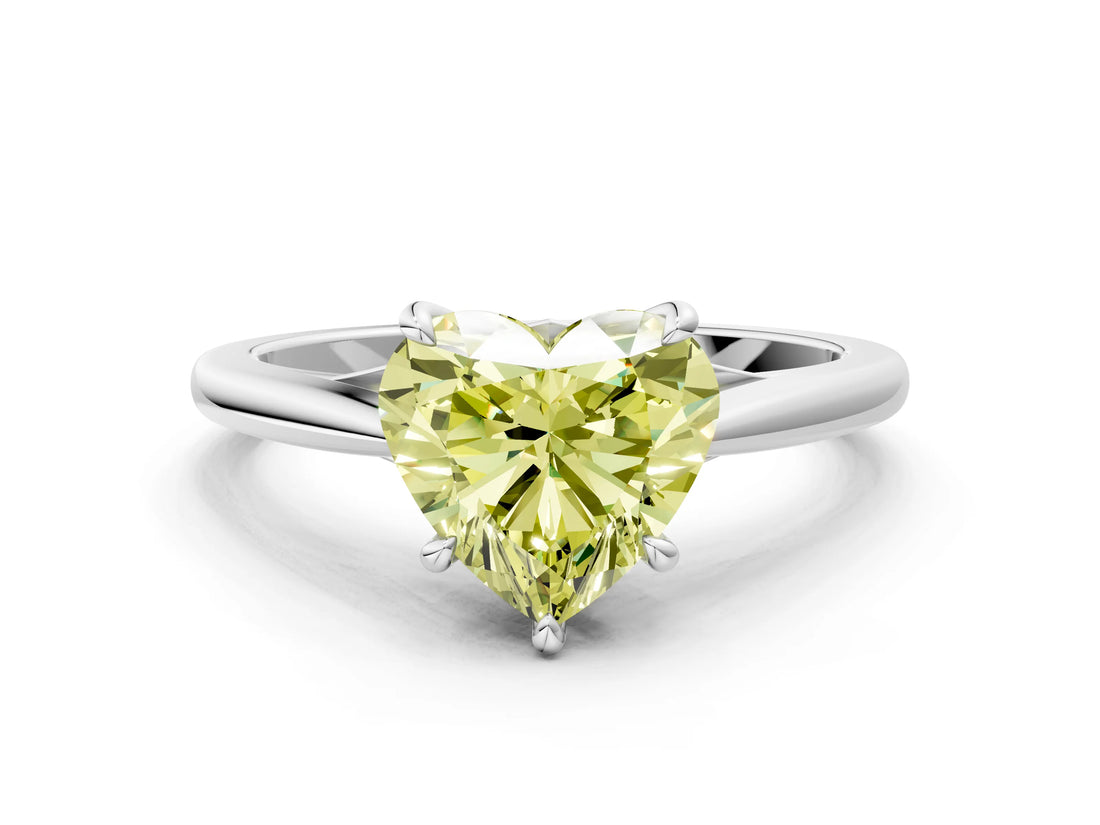 Platinum Fancy Yellow Heart  Solitaire Engagement Ring with Four-Prong Setting and Classic Band 1