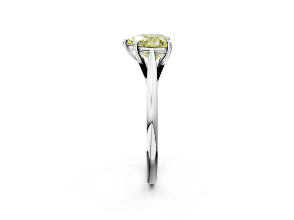 Platinum Fancy Yellow Heart  Solitaire Engagement Ring with Four-Prong Setting and Classic Band