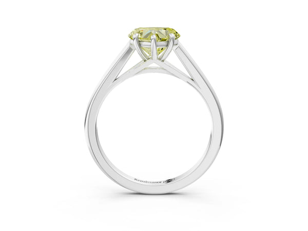 Platinum Fancy Yellow Heart  Solitaire Engagement Ring with Four-Prong Setting and Classic Band