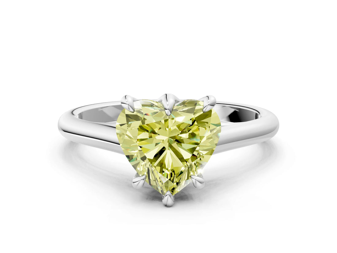 Platinum Fancy Yellow Heart  Solitaire Engagement Ring with Six-Prong Setting and Classic Band 1