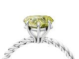 Platinum Fancy Yellow Heart  Solitaire Twist Band Ring with Four-Prong Setting_4