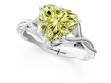 Platinum Fancy Yellow Heart  Solitaire Twist Band Six-Prong Setting 3