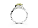 Platinum Fancy Yellow Heart  Solitaire Twist Band Six-Prong Setting 5