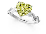 Platinum Fancy Yellow Heart  Solitaire Twisted Band with Prong Setting 3