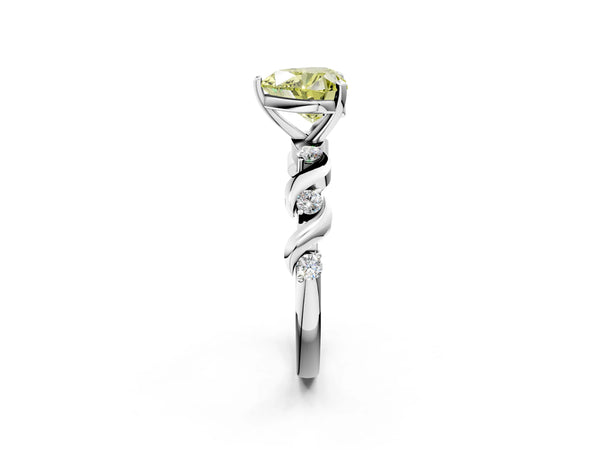 Platinum Fancy Yellow Heart  Solitaire Twisted Band with Prong Setting