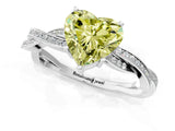 Platinum Fancy Yellow Heart  Solitaire Twisted Pave Diamond Ring with Four-Prong Setting_1