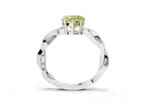 Platinum Fancy Yellow Heart  Solitaire Twisted Pave Diamond Ring with Four-Prong Setting_3