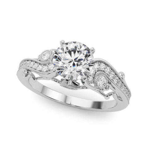 Platinum Fancy Yellow Heart cut Solitaire with Milgrain Pave Band and Four-Prong Setting