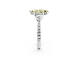 Platinum Fancy Yellow Marquise  Brilliant Diamond Solitaire with Pavé Band and Four-Prong Setting 3
