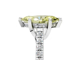 Platinum Fancy Yellow Marquise  Brilliant Diamond Solitaire with Pavé Band and Four-Prong Setting