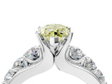 Platinum Fancy Yellow Marquise  Brilliant Solitaire with Side Stones on a Pave Band and Four-Prong Setting_16