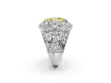 Platinum Fancy Yellow Marquise Cut Brilliant Halo Pave Diamond Milgrain Ring_8