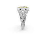 Platinum Fancy Yellow Marquise Cut Brilliant Milgrain Filigree Diamond Ring with Square Prong Setting_14