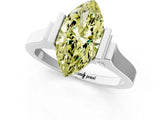 Platinum Fancy Yellow Marquise Cut Brilliant Solitaire Diamond Ring with Channel Set Band and Bar Prong Setting_103
