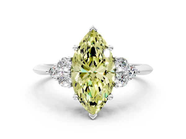 Platinum Marquise Cluster Accent Engagement Ring Setting for Fancy Yellow Center