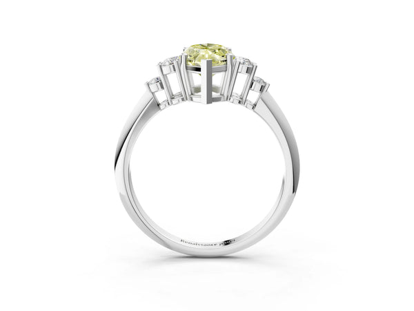 Platinum Marquise Cluster Accent Engagement Ring Setting for Fancy Yellow Center