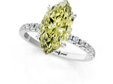 Platinum Fancy Yellow Marquise Cut Diamond Brilliant Solitaire Ring with Pavé Band and Four-Prong Setting_43