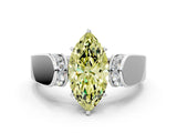 Platinum Fancy Yellow Marquise Cut Diamond Channel Set Solitaire Ring with Four-Prong Setting_72