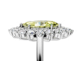 Platinum Fancy Yellow Marquise Cut Diamond Floral Double Halo Engagement Ring with Prong Setting_131