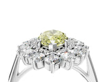 Platinum Fancy Yellow Marquise Cut Diamond Floral Double Halo Engagement Ring with Prong Setting_34