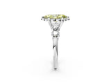 Platinum Fancy Yellow Marquise  Cut Diamond Floral Halo Engagement Ring with Shared Prong Setting 2