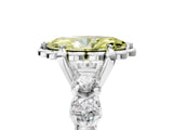 Platinum Fancy Yellow Marquise  Cut Diamond Floral Halo Engagement Ring with Shared Prong Setting 5