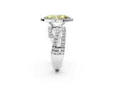 Platinum Fancy Yellow Marquise Cut Diamond Halo Ring with Round Split Shank and Prong Setting_2