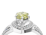 Platinum Fancy Yellow Marquise Cut Diamond Halo Ring with Split Shank and Bezel Accents and Four-Prong Setting_10
