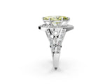 Platinum Fancy Yellow Marquise Cut Diamond Halo Ring with Split Shank and Bezel Accents and Four-Prong Setting_8