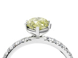 Platinum Fancy Yellow Marquise Cut Diamond Pavé Solitaire Ring with Round Band and Prong Setting_4