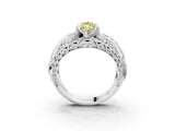 Platinum Fancy Yellow Marquise Cut Diamond Pave Art Deco Split Shank Ring with Four-Prong Setting_9