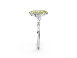 Platinum Fancy Yellow Marquise  Cut Diamond Ring with Baguette Side Stones, Channel Set Band, and Four-Prong Setting_26