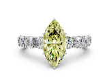 Platinum Fancy Yellow Marquise Cut Diamond Side Stone Engagement Ring with Four-Prong Setting_12