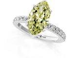 Platinum Fancy Yellow Marquise  Cut Diamond Solitaire with Pave Band and Four-Prong Setting 13